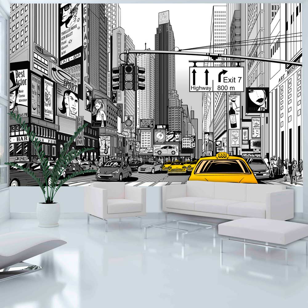 Papier Peint Panoramique BD - taxis jaunes à New York