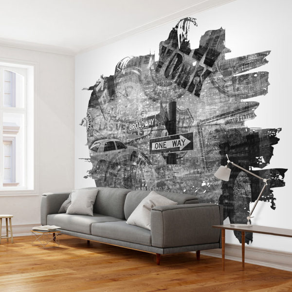 Papier Peint Panoramique Black-and-white New York collage