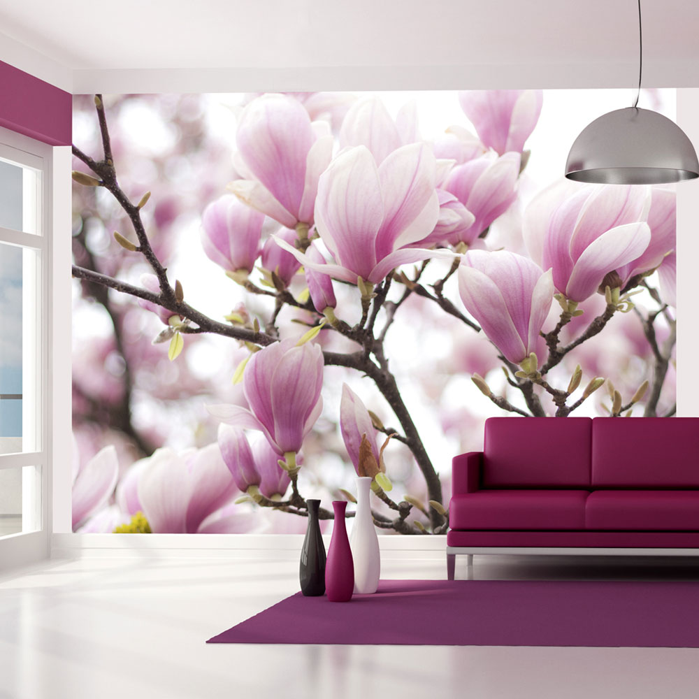Papier Peint Panoramique Branche de magnolia en fleurs