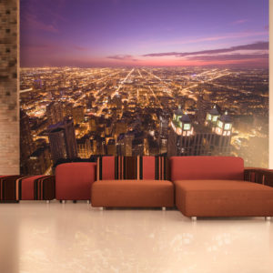 Papier Peint Panoramique Chicago - ambiance de nuit
