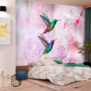 Papier peint adhésif - Colourful Hummingbirds (Purple)