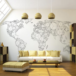 Papier Peint Panoramique Map of the World - white solids