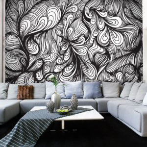 Papier Peint Panoramique Noir et blanc style rétro
