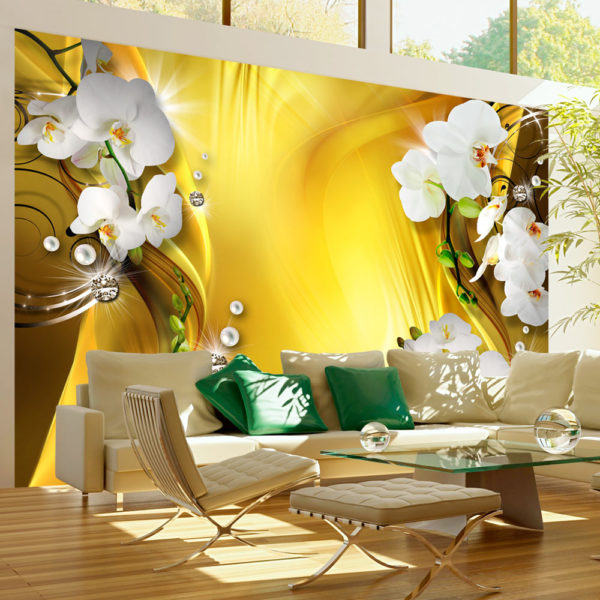 Papier Peint Panoramique Orchid in Gold