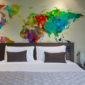 Papier Peint Panoramique Paint splashes map of the World