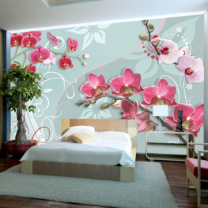Papier Peint Panoramique Pink orchids - variation II