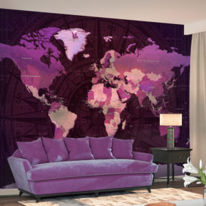 Papier peint adhésif - Purple World Map