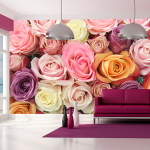 Papier Peint Panoramique Roses pastels
