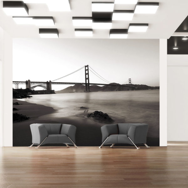 Papier Peint Panoramique San Francisco : Golden Gate en noir et blanc