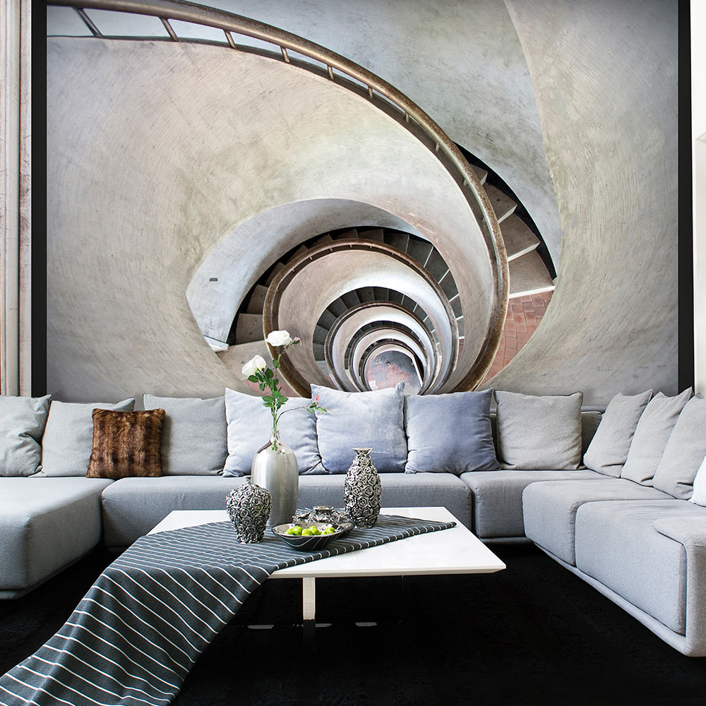 Papier Peint Panoramique White spiral stairs