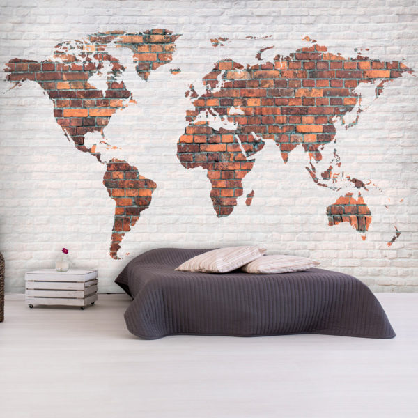 Papier Peint Panoramique World Map: Brick Wall