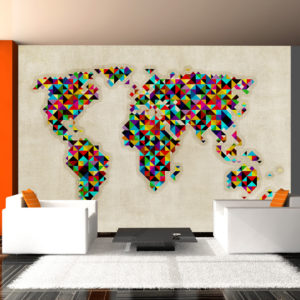 Papier Peint Panoramique World Map - a kaleidoscope of colors