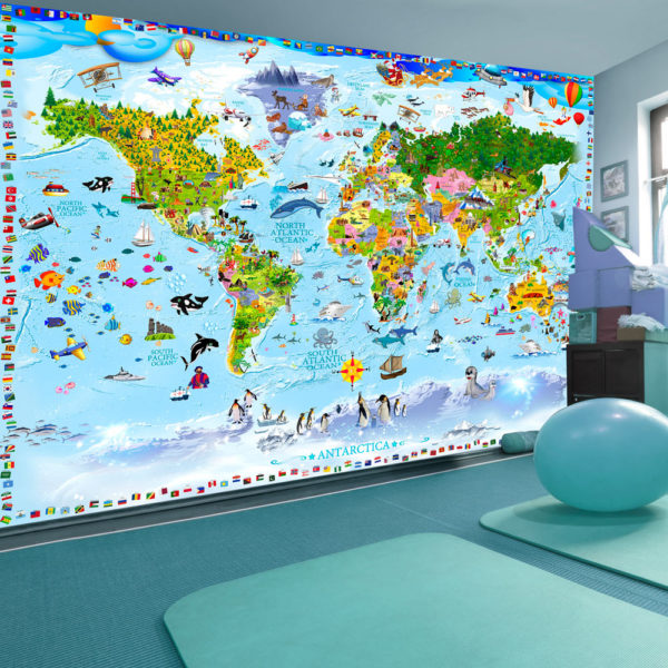 Papier peint adhésif - World Map for Kids