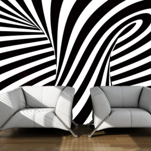 Papier Peint Panoramique art optique: noir et blanc