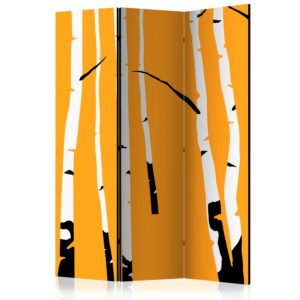 Paravent 3 volets - Birches on the orange background