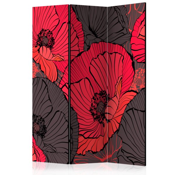 Paravent 3 volets - Pleated poppies