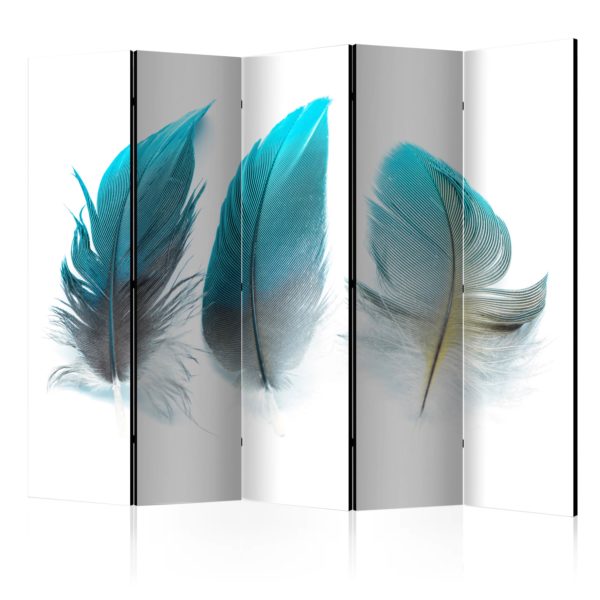 Paravent 5 volets - Blue Feathers II