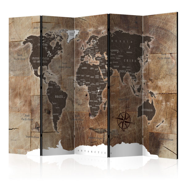 Paravent 5 volets - Room divider – Map on the wood