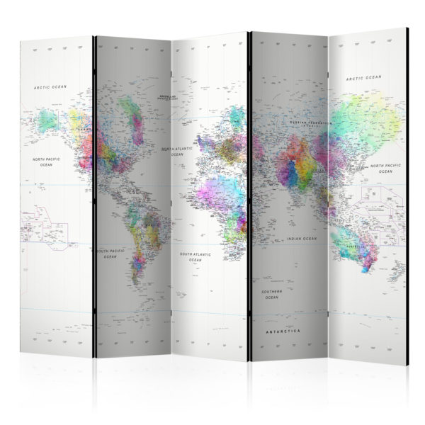 Paravent 5 volets - Room divider – White-colorful world map