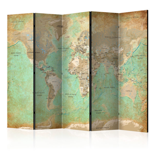 Paravent 5 volets - Turquoise World Map