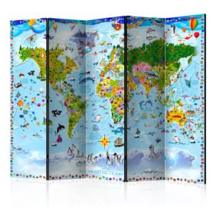 Paravent 5 volets - World Map for Kids II