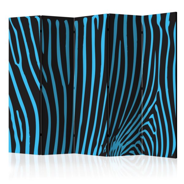Paravent 5 volets - Zebra pattern (turquoise)