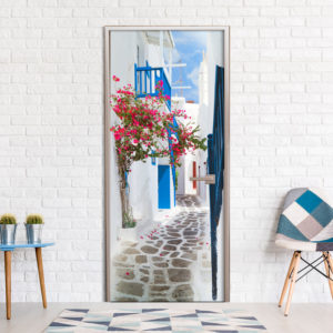 Papier-peint pour porte - Walk through Santorini papier peint intissé originale pour les portes ( collection magnifique )