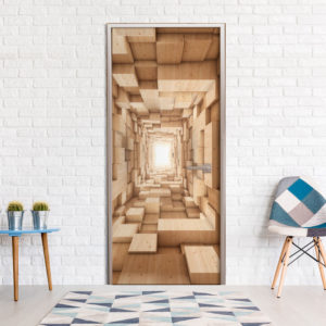 Papier-peint pour porte - Wooden Tunnel papier peint intissé originale pour les portes ( collection magnifique )