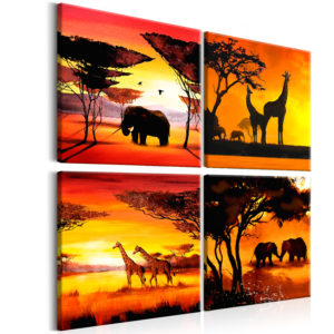 Tableau - African Animals (4 Parts) fait partie des tableaux murales de la collection de worldofwomen découvrez ce magnifique tableau exclusif chez nous