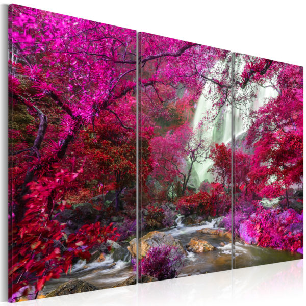 Tableau - Beautiful Waterfall: Pink Forest fait partie des tableaux murales de la collection de worldofwomen découvrez ce magnifique tableau exclusif chez nous