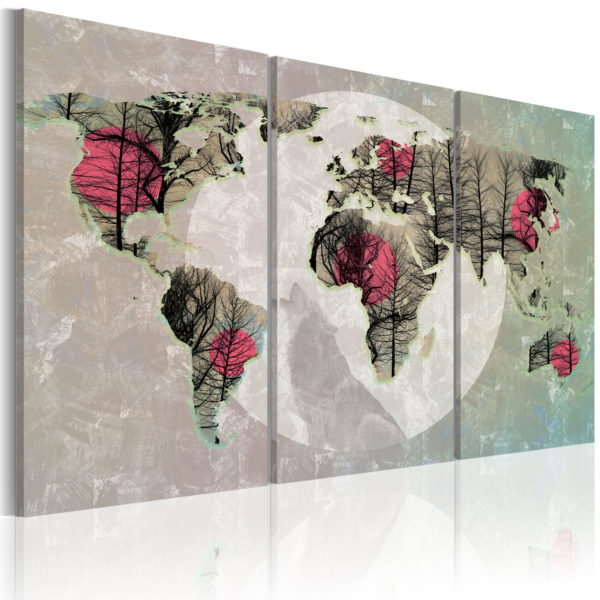 Tableau - Carte du Monde: Pleine lune - triptyque fait partie des tableaux murales de la collection de worldofwomen découvrez ce magnifique tableau exclusif chez nous