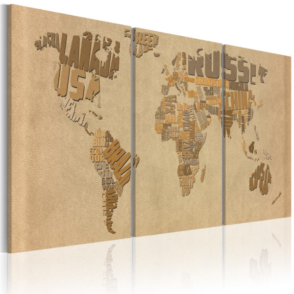 Tableau - Carte du monde en beige et brun fait partie des tableaux murales de la collection de worldofwomen découvrez ce magnifique tableau exclusif chez nous