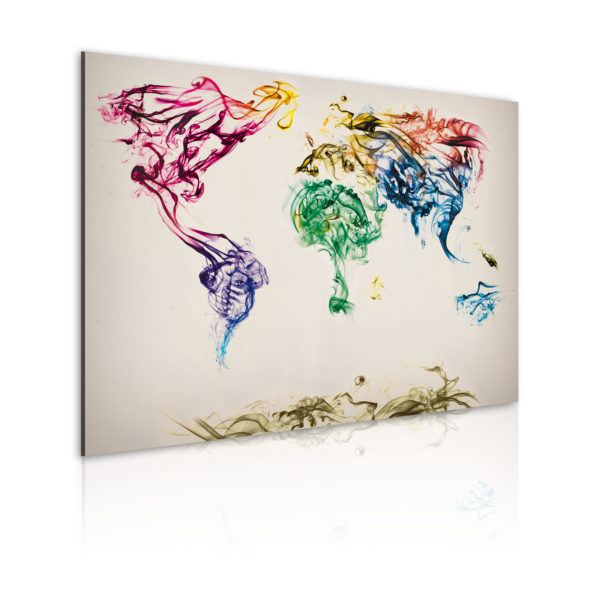 Tableau - Carte mondiale en fumée colorée fait partie des tableaux murales de la collection de worldofwomen découvrez ce magnifique tableau exclusif chez nous
