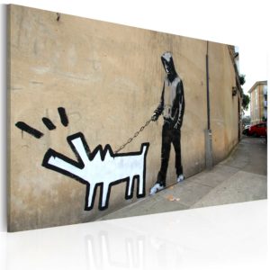 Tableau - Chien qui aboie ne mord pas (Banksy) fait partie des tableaux murales de la collection de worldofwomen découvrez ce magnifique tableau exclusif chez nous