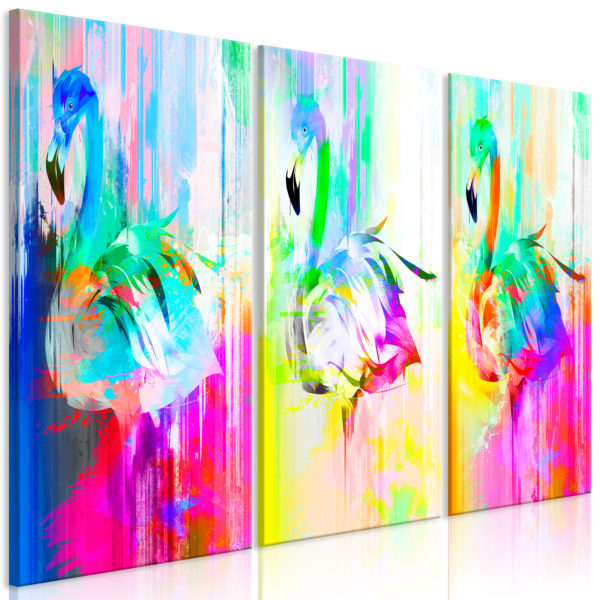 Tableau - Colourful Flamingos (3 Parts) fait partie des tableaux murales de la collection de worldofwomen découvrez ce magnifique tableau exclusif chez nous