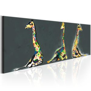Tableau - Colourful Giraffes fait partie des tableaux murales de la collection de worldofwomen découvrez ce magnifique tableau exclusif chez nous