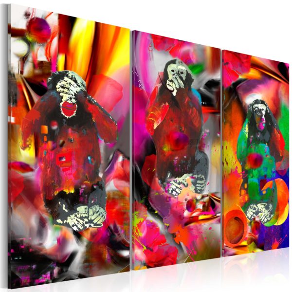 Tableau - Crazy Monkeys - triptych fait partie des tableaux murales de la collection de worldofwomen découvrez ce magnifique tableau exclusif chez nous