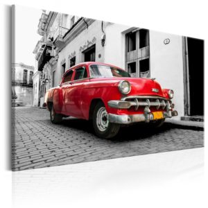 Tableau - Cuban Classic Car (Red) fait partie des tableaux murales de la collection de worldofwomen découvrez ce magnifique tableau exclusif chez nous