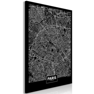 Tableau - Dark Map of Paris (1 Part) Vertical fait partie des tableaux murales de la collection de worldofwomen découvrez ce magnifique tableau exclusif chez nous