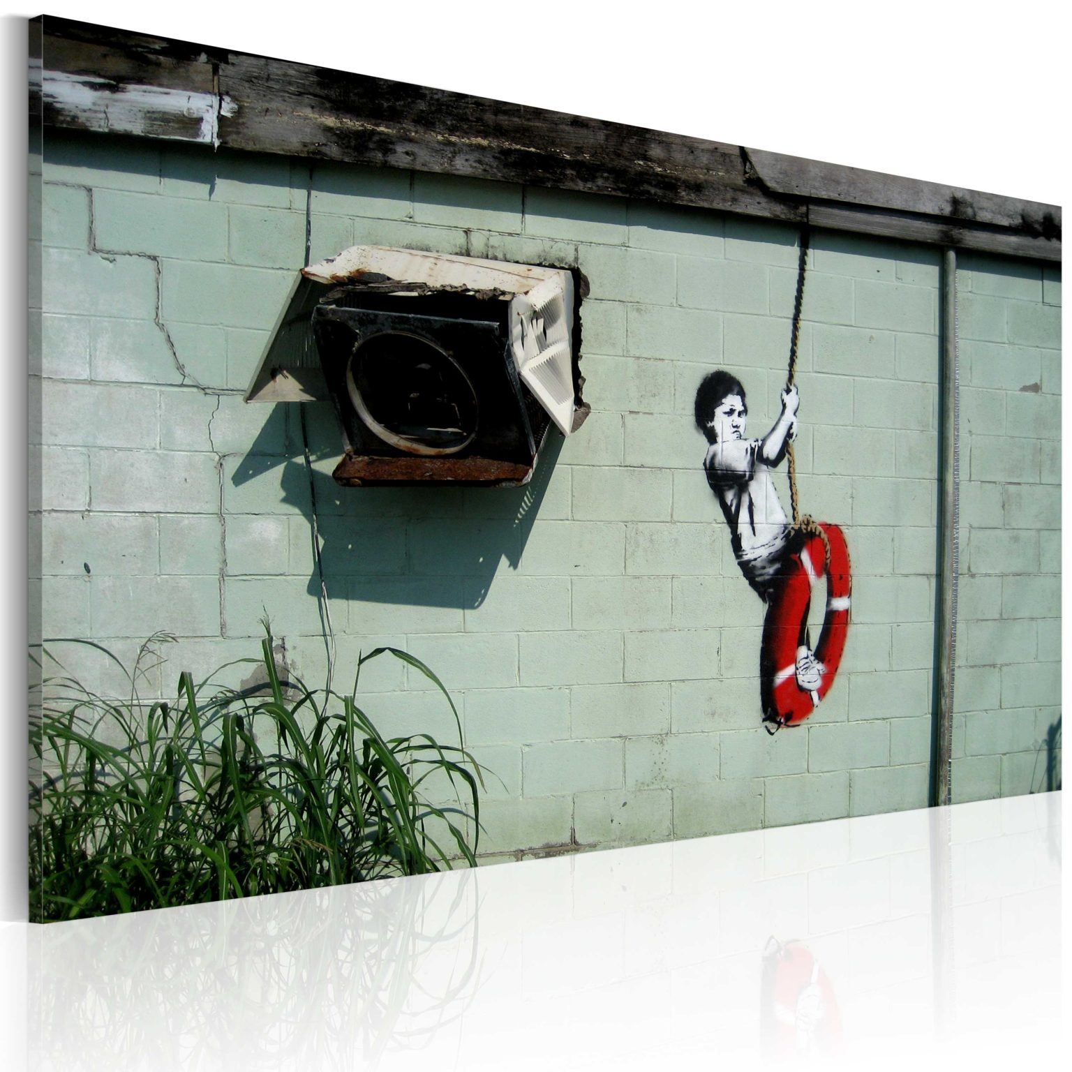 Tableau - Garçon sur une balançoire (Banksy) fait partie des tableaux murales de la collection de worldofwomen découvrez ce magnifique tableau exclusif chez nous