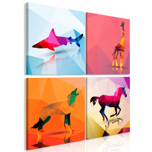 Tableau - Geometric Animals (4 Parts) fait partie des tableaux murales de la collection de worldofwomen découvrez ce magnifique tableau exclusif chez nous