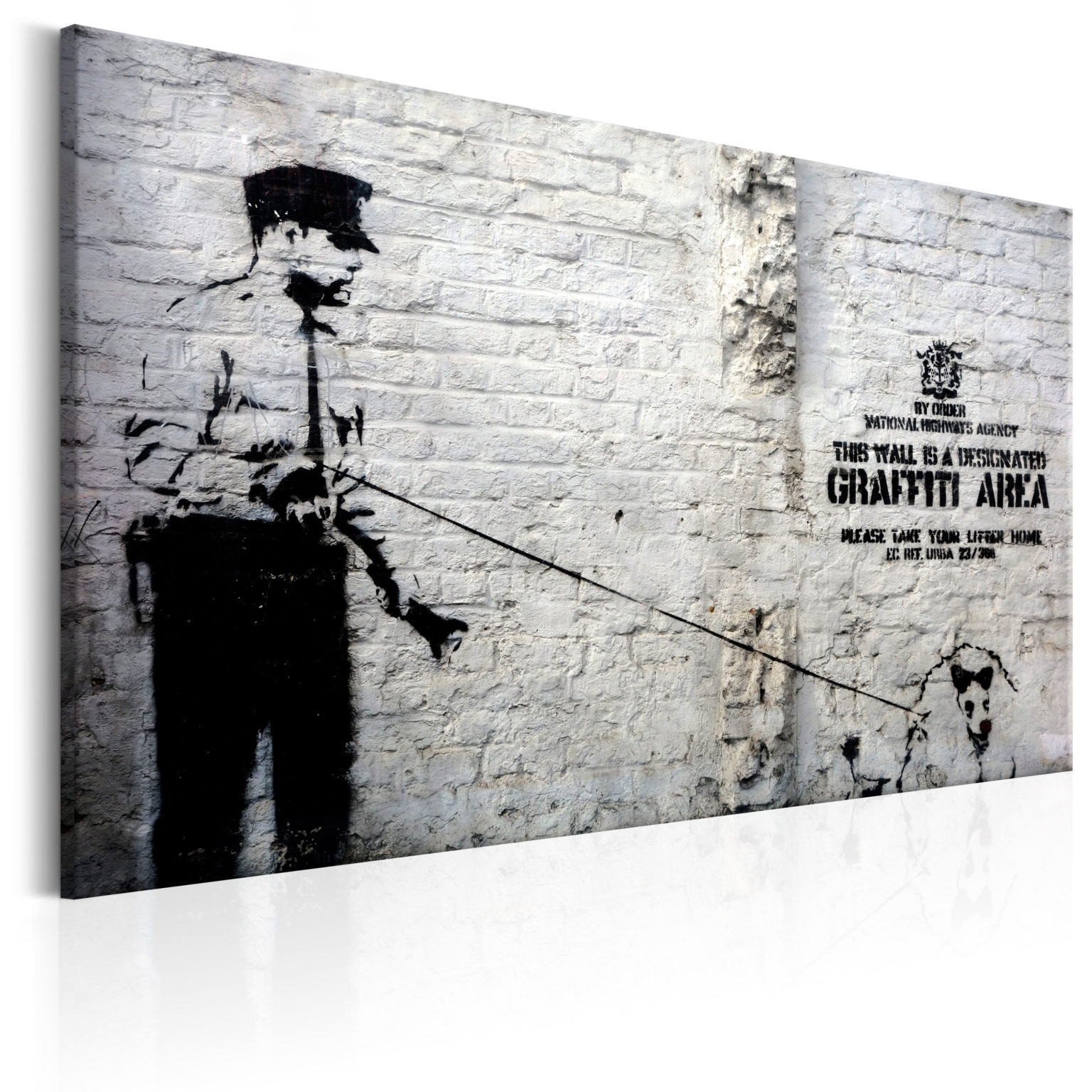 Tableau - Graffiti Area (Police and a Dog) by Banksy fait partie des tableaux murales de la collection de worldofwomen découvrez ce magnifique tableau exclusif chez nous
