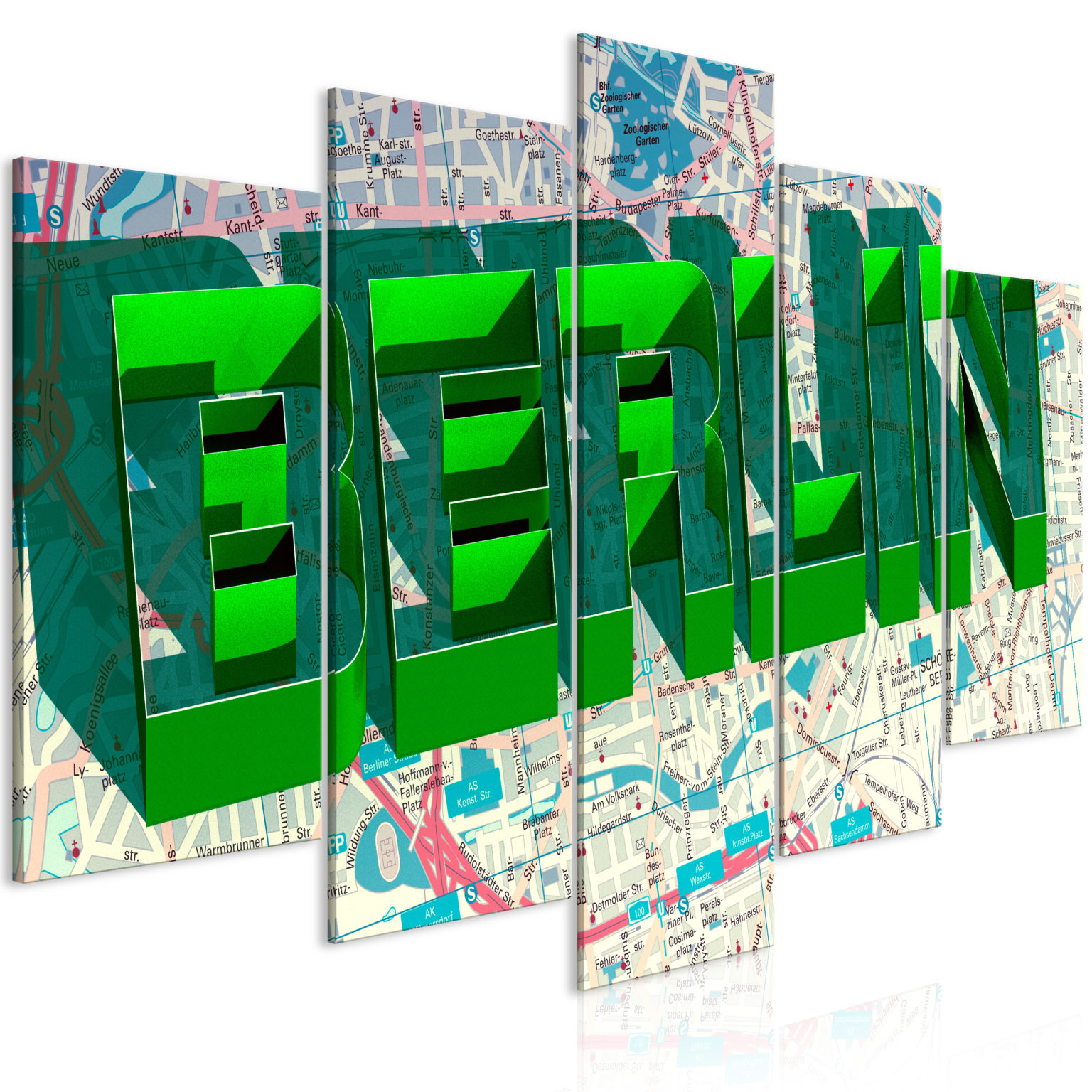 Tableau - Green Berlin (5 Parts) Wide fait partie des tableaux murales de la collection de worldofwomen découvrez ce magnifique tableau exclusif chez nous