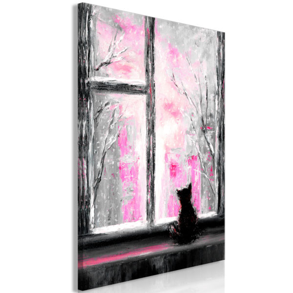 Tableau - Longing Kitty (1 Part) Vertical Pink fait partie des tableaux murales de la collection de worldofwomen découvrez ce magnifique tableau exclusif chez nous