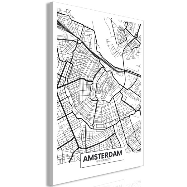 Tableau - Map of Amsterdam (1 Part) Vertical fait partie des tableaux murales de la collection de worldofwomen découvrez ce magnifique tableau exclusif chez nous