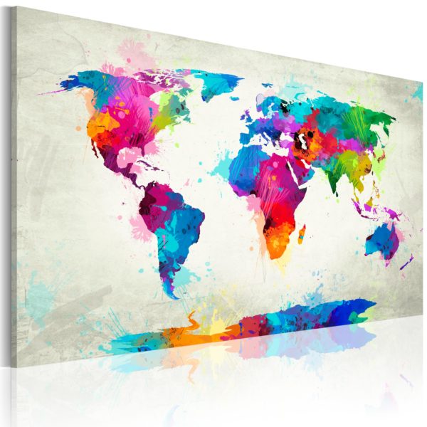 Tableau - Map of the world - an explosion of colors fait partie des tableaux murales de la collection de worldofwomen découvrez ce magnifique tableau exclusif chez nous
