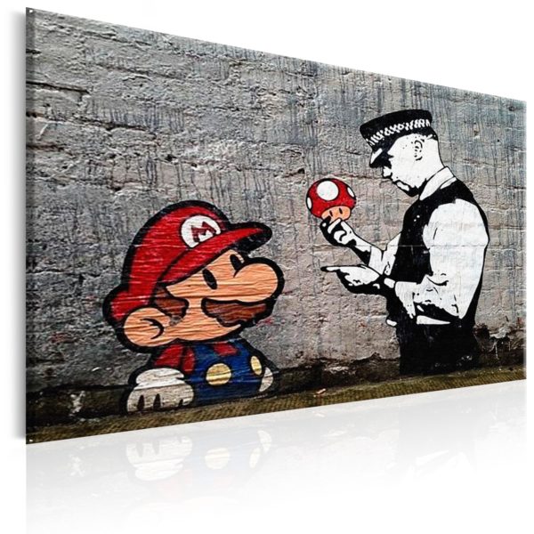 Tableau - Mario and Cop by Banksy fait partie des tableaux murales de la collection de worldofwomen découvrez ce magnifique tableau exclusif chez nous