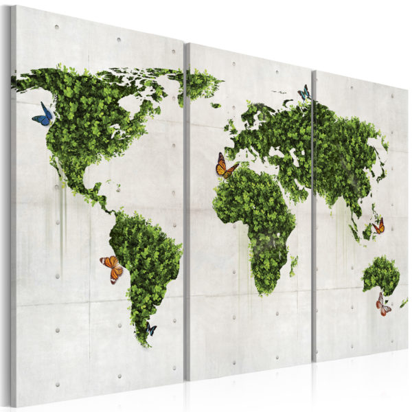Tableau - Monde vert des papillons - triptyque fait partie des tableaux murales de la collection de worldofwomen découvrez ce magnifique tableau exclusif chez nous