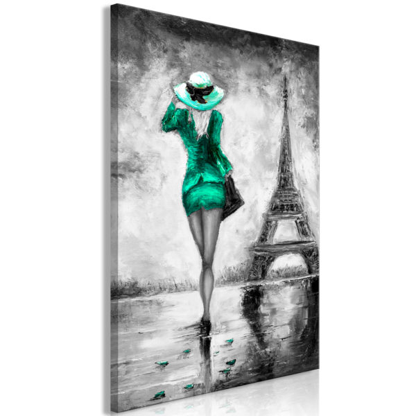 Tableau - Parisian Woman (1 Part) Vertical Green fait partie des tableaux murales de la collection de worldofwomen découvrez ce magnifique tableau exclusif chez nous