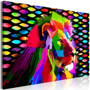 Tableau - Rainbow Lion (1 Part) Wide fait partie des tableaux murales de la collection de worldofwomen découvrez ce magnifique tableau exclusif chez nous